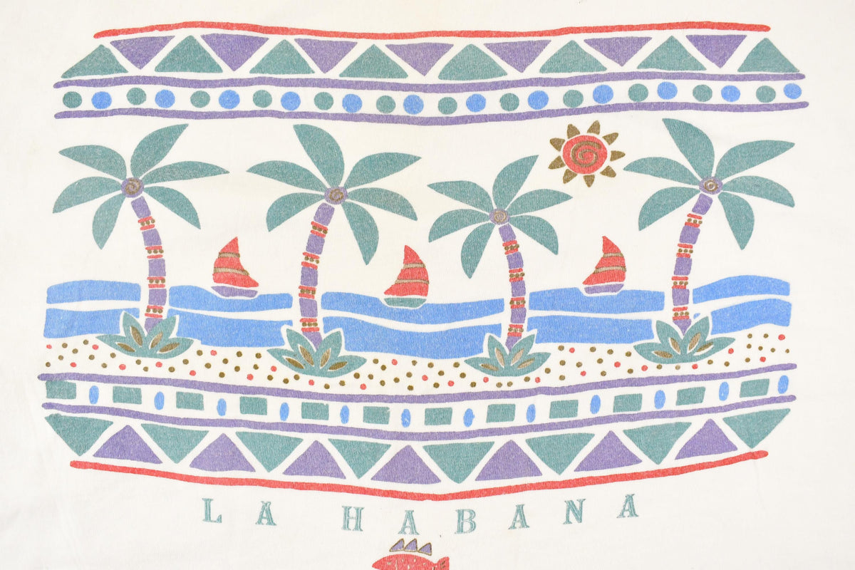 Vintage 1990's La Habana Souvenir Palm Trees T-Shirt Men's XL from propervintagecanada