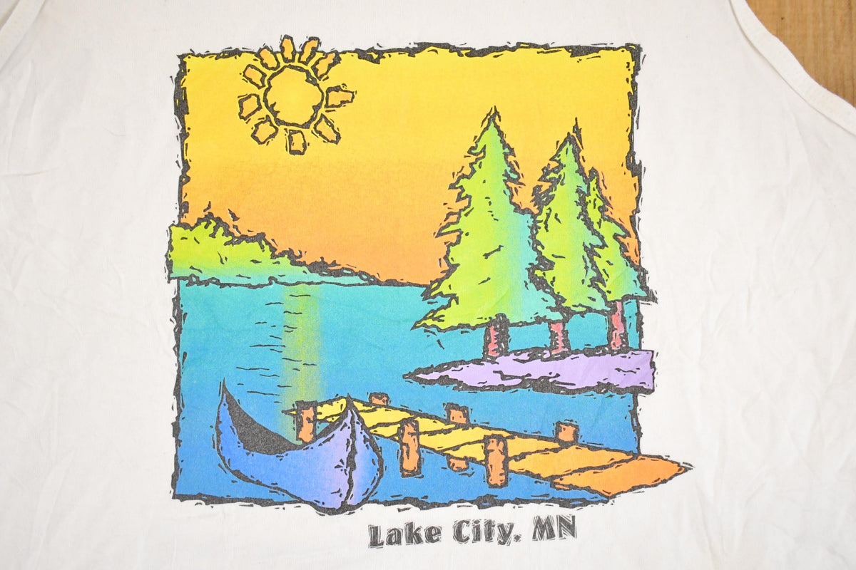 Vintage 1990's Lake City Minnesota Souvenir Travel Tank Top Mens L from propervintagecanada