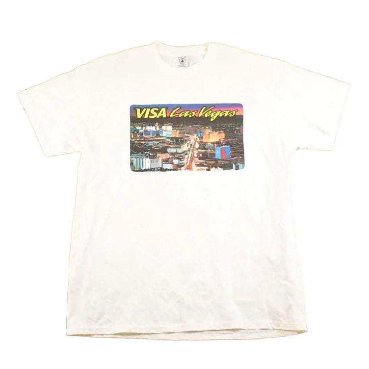 Vintage 1990's Las Vegas Nevada Visa Skyline Souvenir Travel T-Shirt Men's XL from propervintagecanada