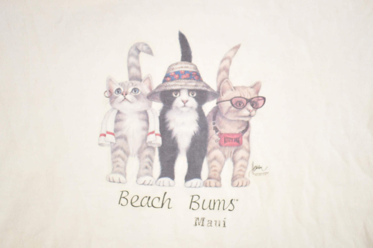 Vintage 1990's Maui Kitty Beach Bums Souvenir Travel T-Shirt Womens M from propervintagecanada