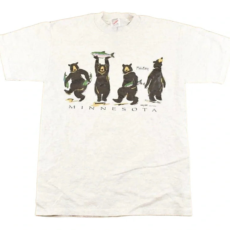 Vintage 1990's Minnesota Fish Envy Souvenir Funny Bears T-Shirt Men's S from propervintagecanada