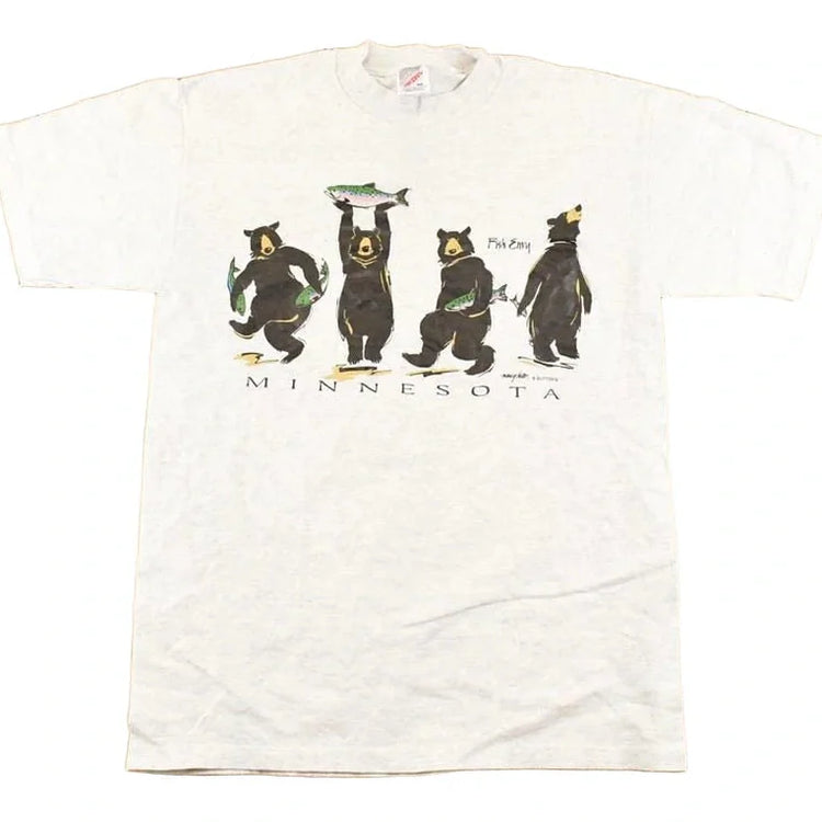 Vintage 1990's Minnesota Fish Envy Souvenir Funny Bears T-Shirt Men's S from propervintagecanada