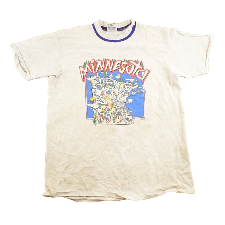 Vintage 1990's Minnesota Map LA Loving Souvenir Travel T-Shirt Mens M from propervintagecanada