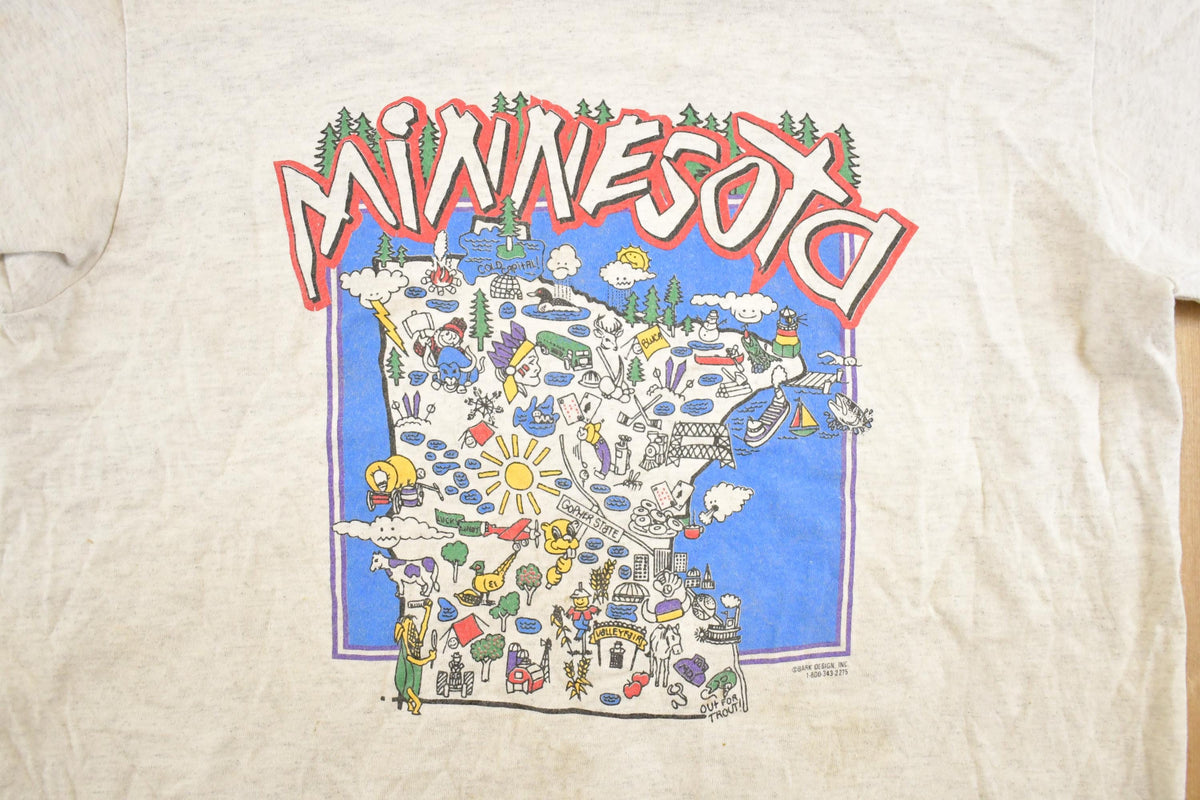 Vintage 1990's Minnesota Map LA Loving Souvenir Travel T-Shirt Mens M from propervintagecanada