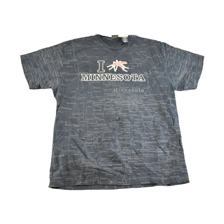 Vintage 1990's Minnesota Mosquito Map Souvenir Travel T-Shirt Mens L from propervintagecanada