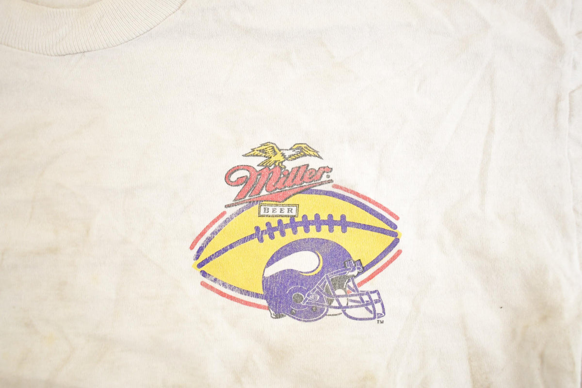Vintage 1990's Minnesota Vikings Miller Lite NFL T Shirt Men's L from propervintagecanada