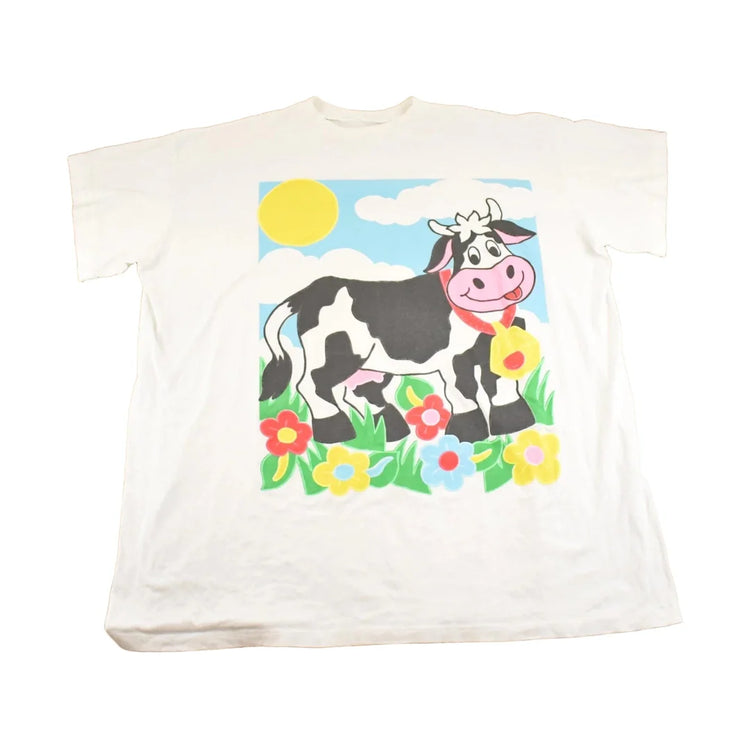 Vintage 1990's Moo Cow Cartoon Sleep T-Shirt Women's XXXL from propervintagecanada