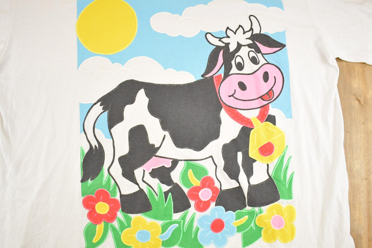 Vintage 1990's Moo Cow Cartoon Sleep T-Shirt Women's XXXL from propervintagecanada