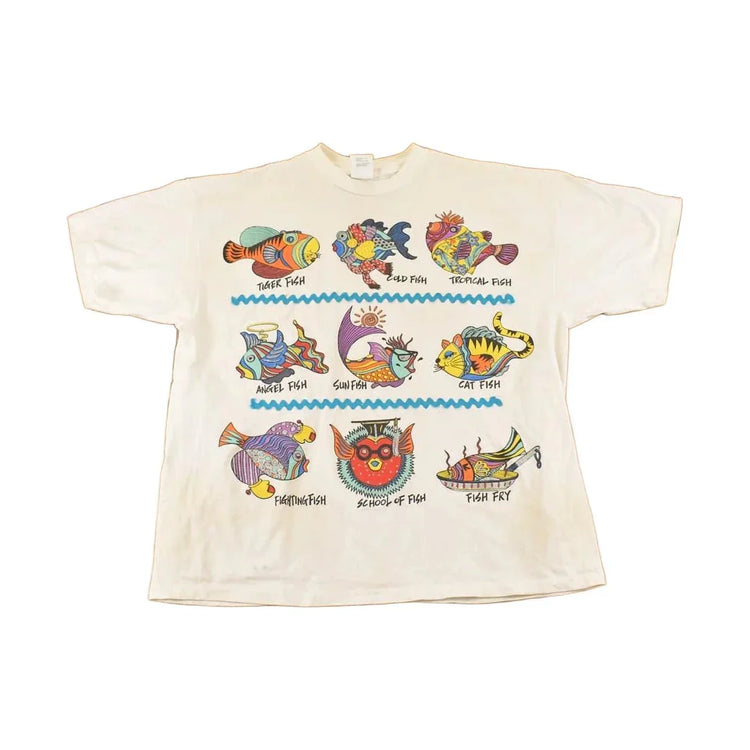 Vintage 1990's Multi Fish Souvenir Travel T-Shirt Men's XL from propervintagecanada