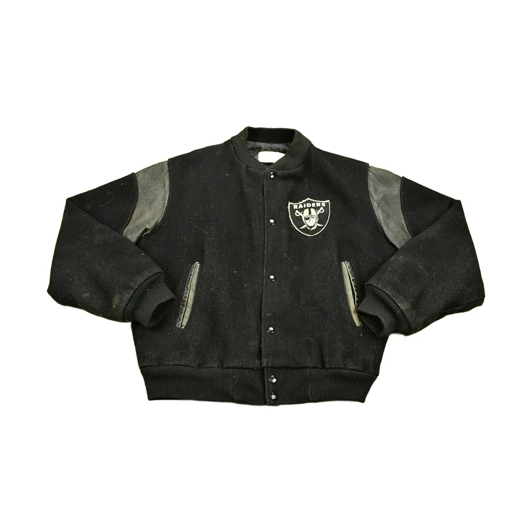 Vintage 1990's Oakland Raiders Leather Letterman Jacket Men's Large from propervintagecanada