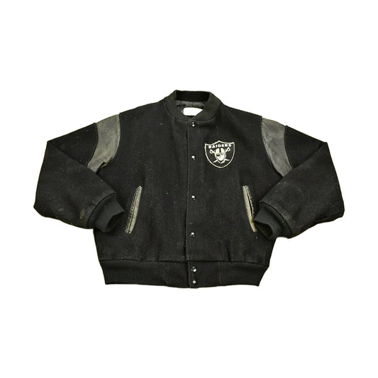 Vintage 1990's Oakland Raiders Leather Letterman Jacket Men's Large from propervintagecanada