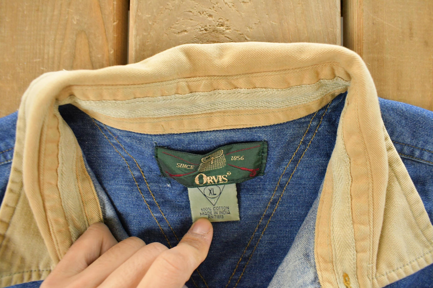 Vintage 1990's Orvis Denim Button Up Shirt Men's XL from propervintagecanada