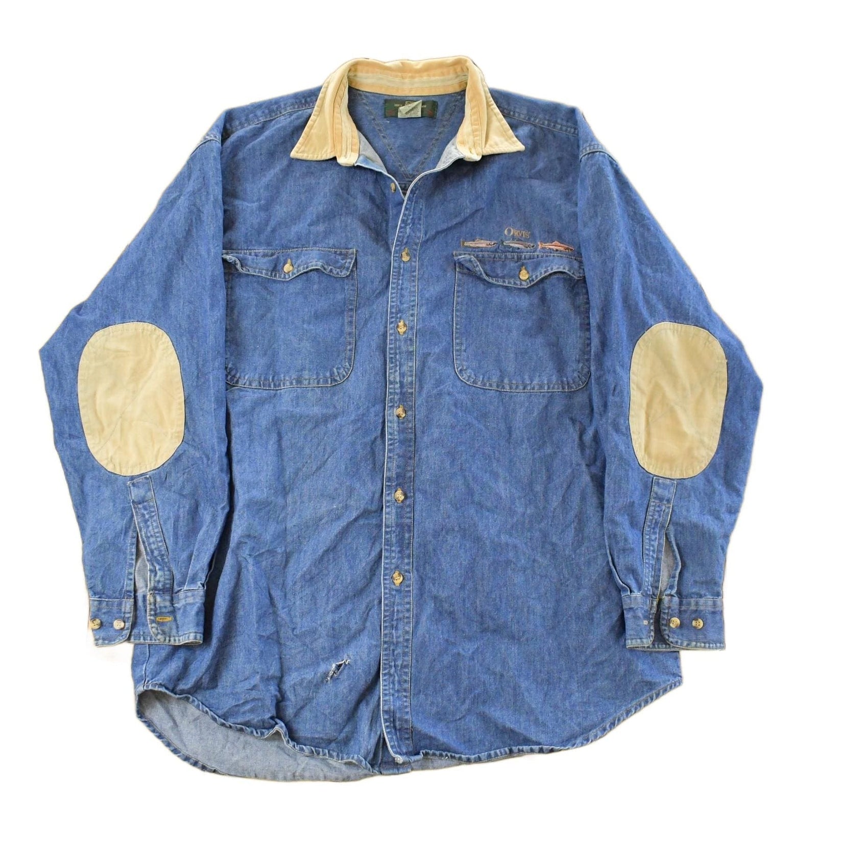 Vintage 1990's Orvis Denim Button Up Shirt Men's XL from propervintagecanada
