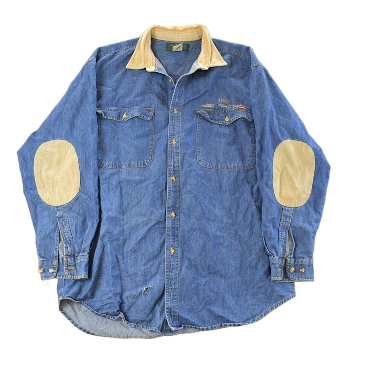 Vintage 1990's Orvis Denim Button Up Shirt Men's XL from propervintagecanada