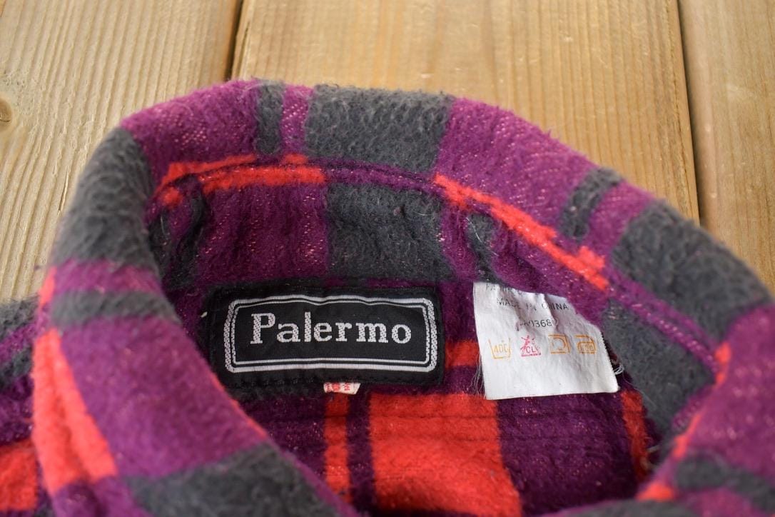 Vintage 1990's Palermo Plaid Button Up Western Shirt Made In USA Men's XL from propervintagecanada