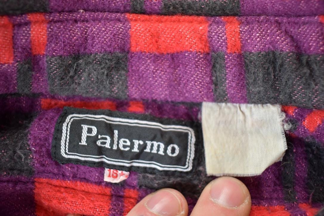 Vintage 1990's Palermo Plaid Button Up Western Shirt Made In USA Men's XL from propervintagecanada