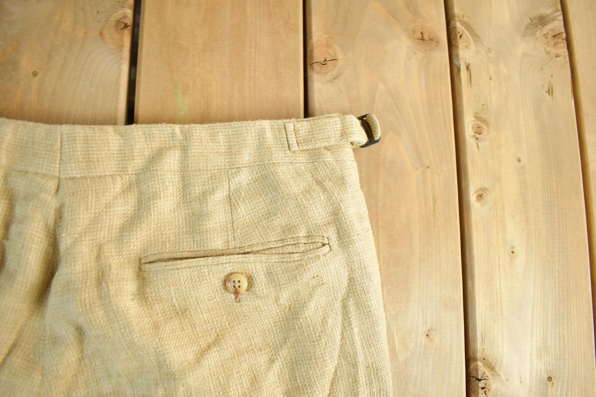 Vintage 1990's Polo Ralph Lauren Silk Flax Trousers Men's 34 x 30 from propervintagecanada