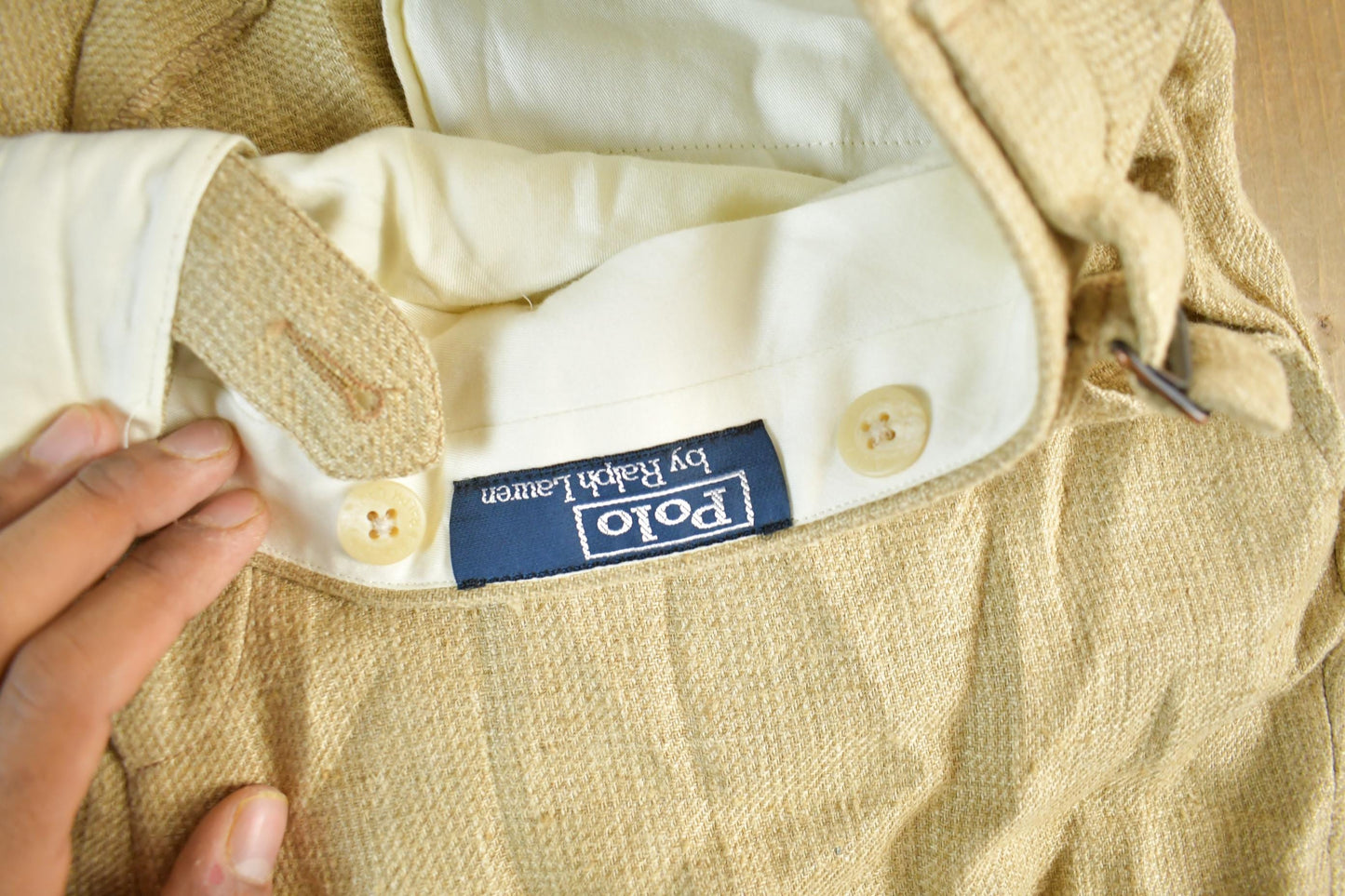 Vintage 1990's Polo Ralph Lauren Silk Flax Trousers Men's 34 x 30 from propervintagecanada