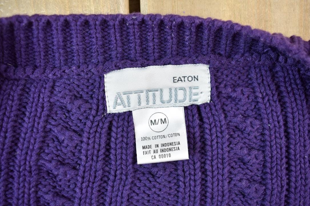 Vintage 1990's Purple Cable Knit Sweater Women's M from propervintagecanada