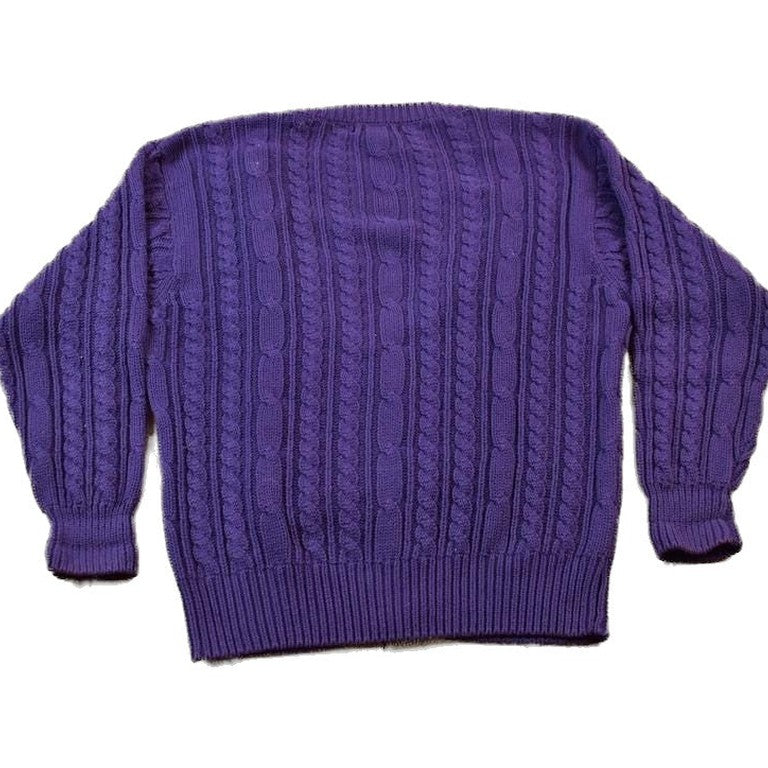 Vintage 1990's Purple Cable Knit Sweater Women's M from propervintagecanada