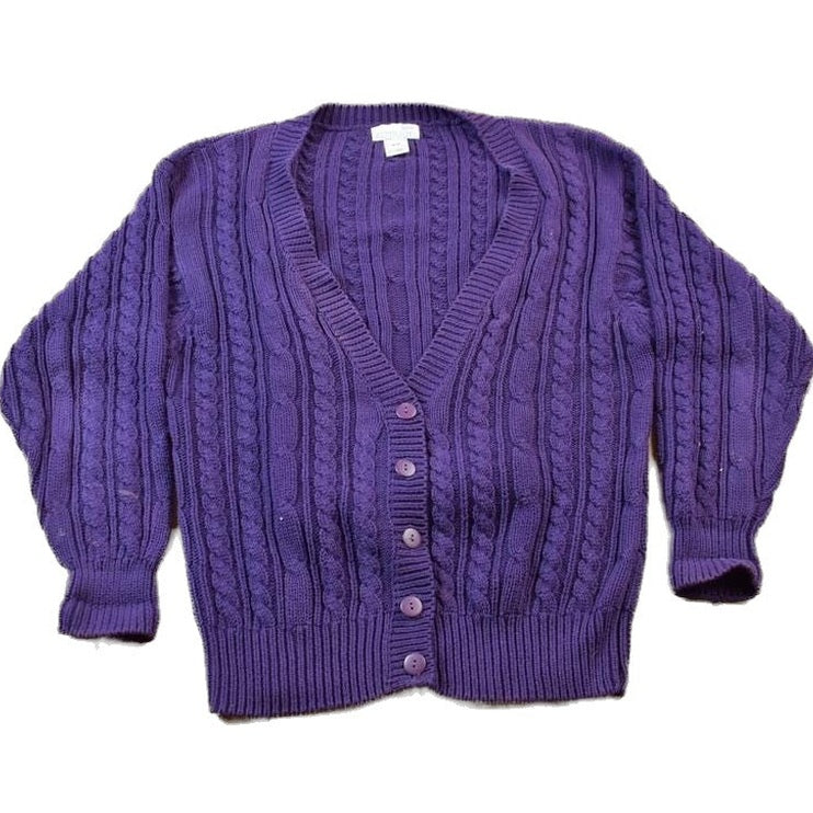 Vintage 1990's Purple Cable Knit Sweater Women's M from propervintagecanada