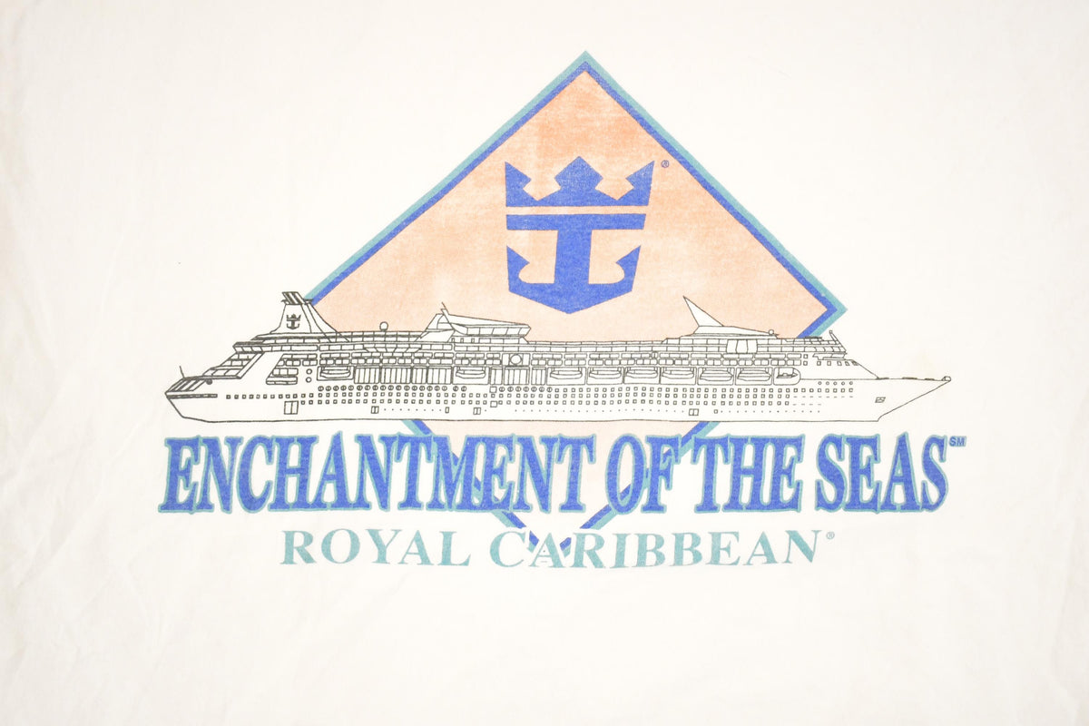 Vintage 1990's Royal Caribbean Enchantment Of The Seas Souvenir Travel T-Shirt Men's L from propervintagecanada