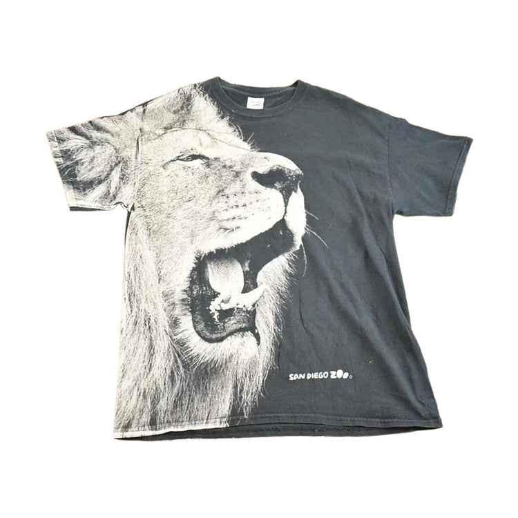 Vintage 1990's San Diego Zoo Overprint Lion Souvenir Travel T-Shirt Mens M from propervintagecanada