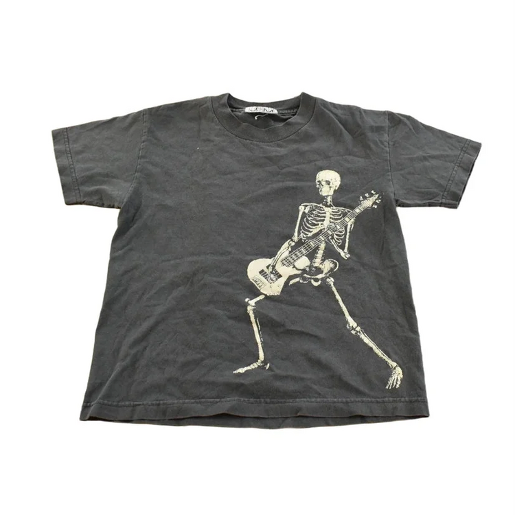 Vintage 1990's Skeleton Guitar T-Shirt Youth M from propervintagecanada