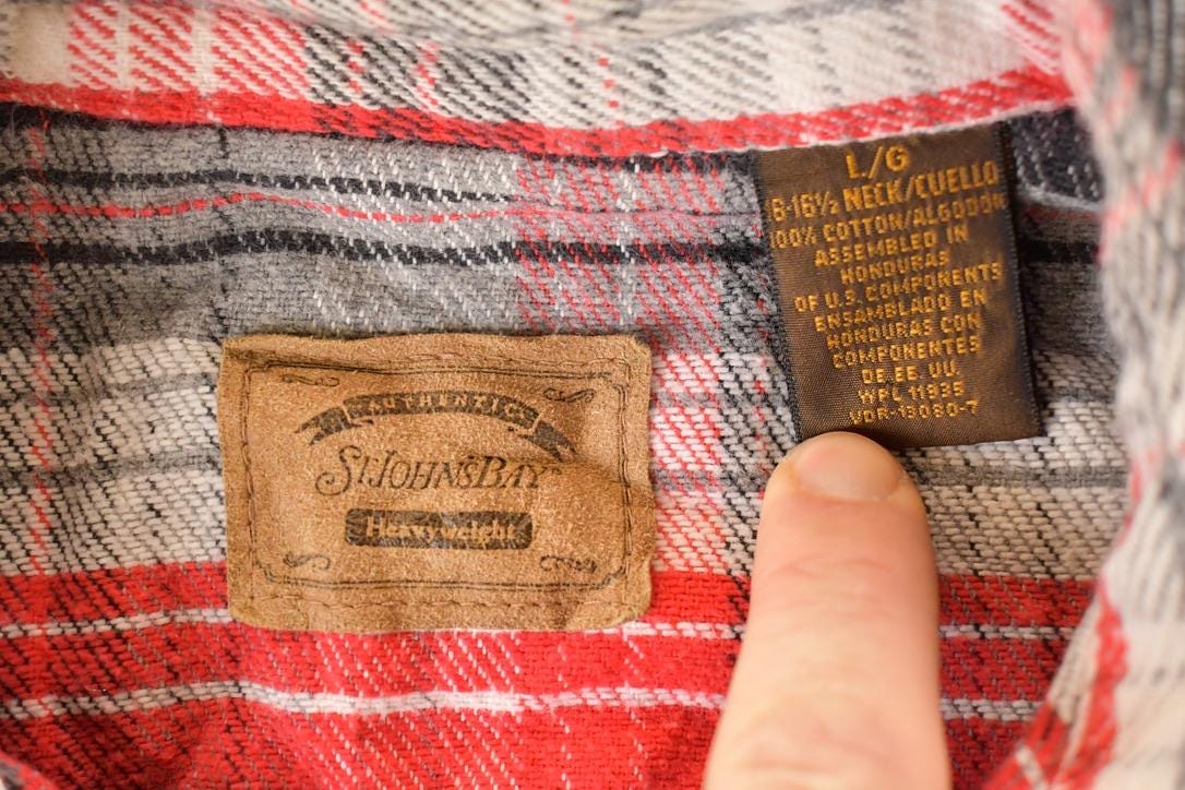 Vintage 1990's St Johns Bay Heavyweight Plaid Western Style Button Up Shirt Men's Large from propervintagecanada