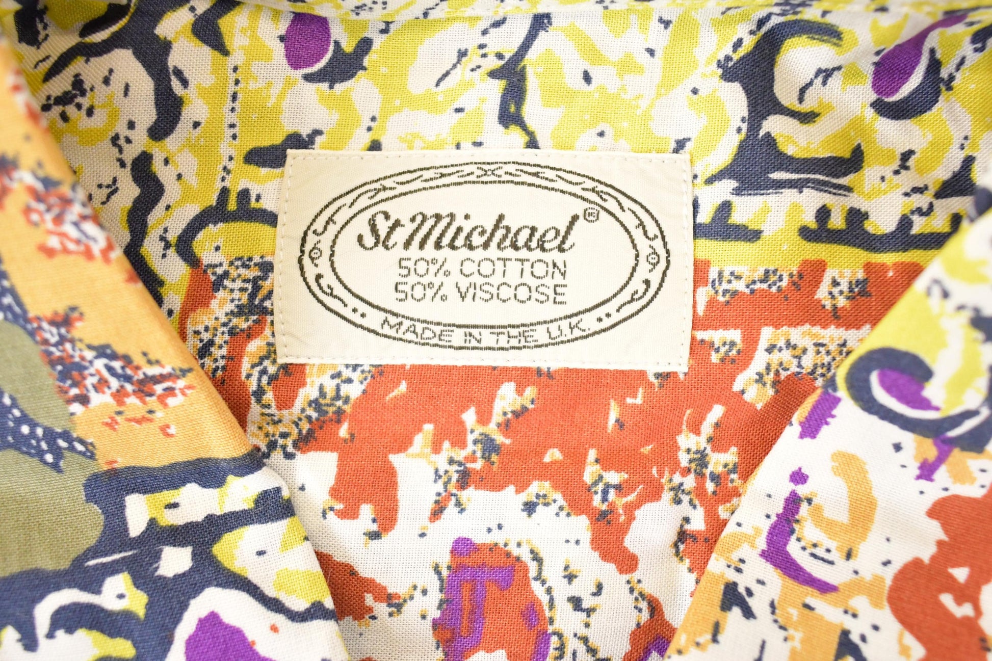 Vintage 1990's St Michael Abstract Paisley Button Up Shirt Men's XL from propervintagecanada