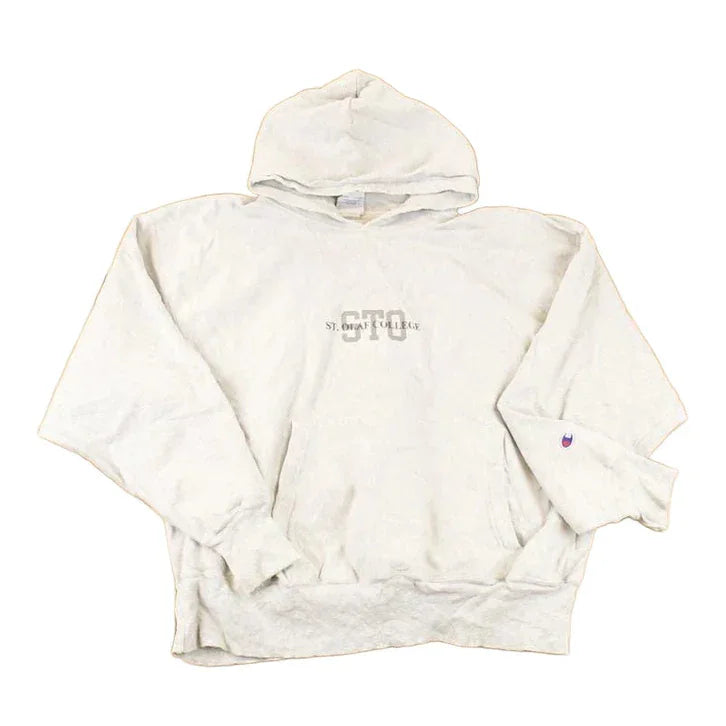 Vintage 1990's St Olaf College Champion Reverse Weave Hoodie Sweatshirt Mens L from propervintagecanada