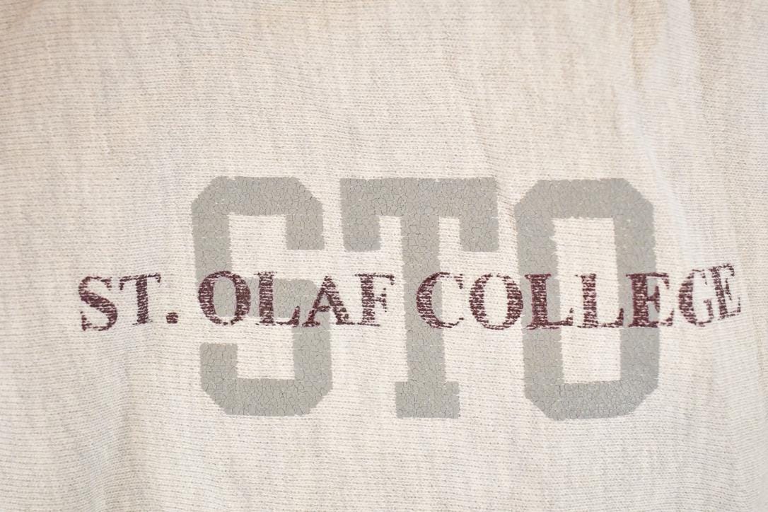 Vintage 1990's St Olaf College Champion Reverse Weave Hoodie Sweatshirt Mens L from propervintagecanada