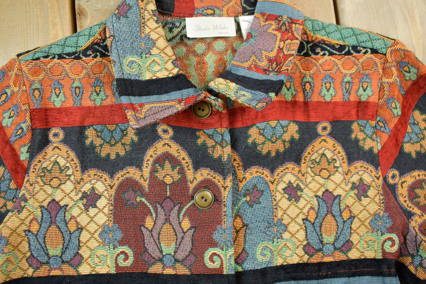 Vintage 1990's Studio Works Patterned Button Up Light Jacket Women's S from propervintagecanada