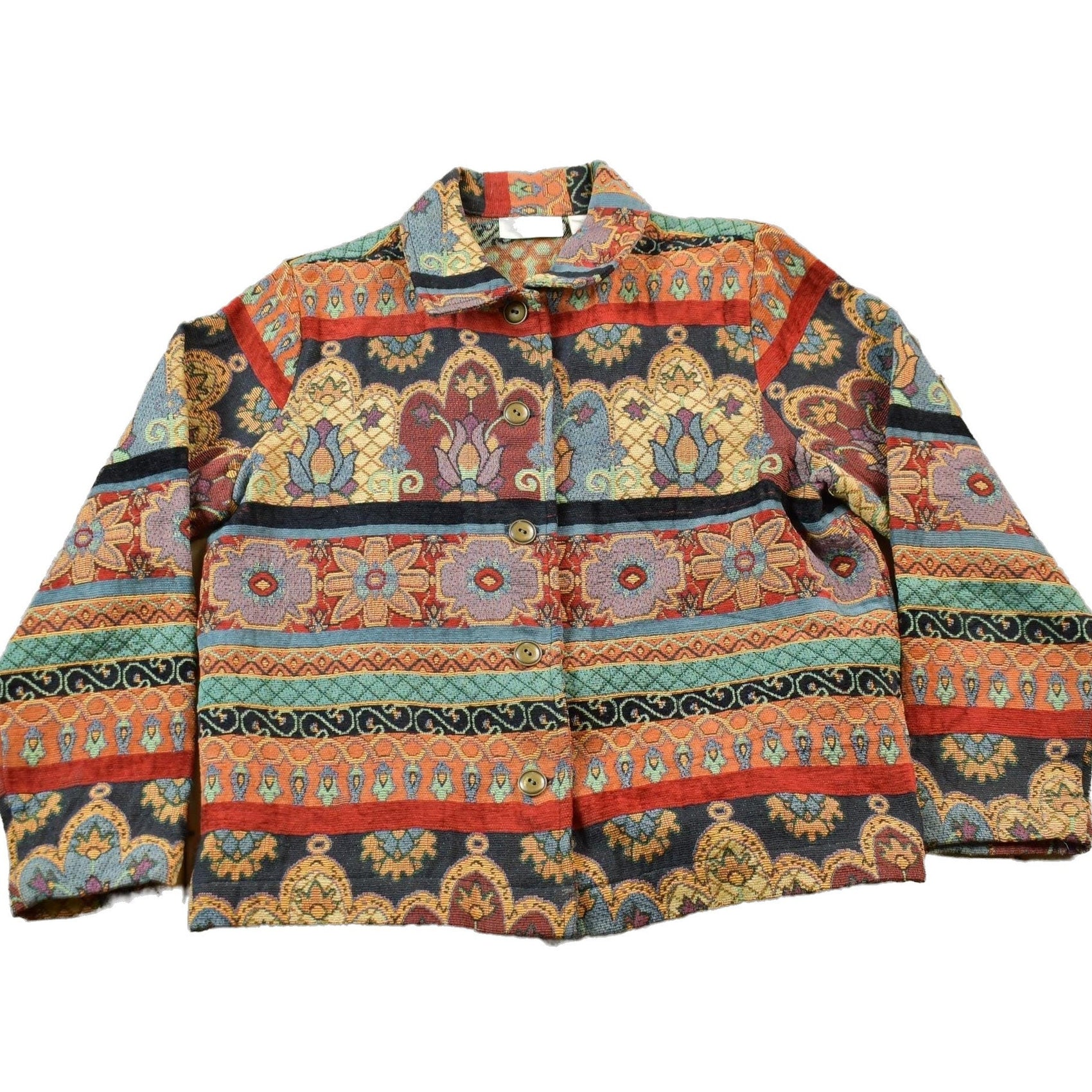 Vintage 1990's Studio Works Patterned Button Up Light Jacket Women's S from propervintagecanada