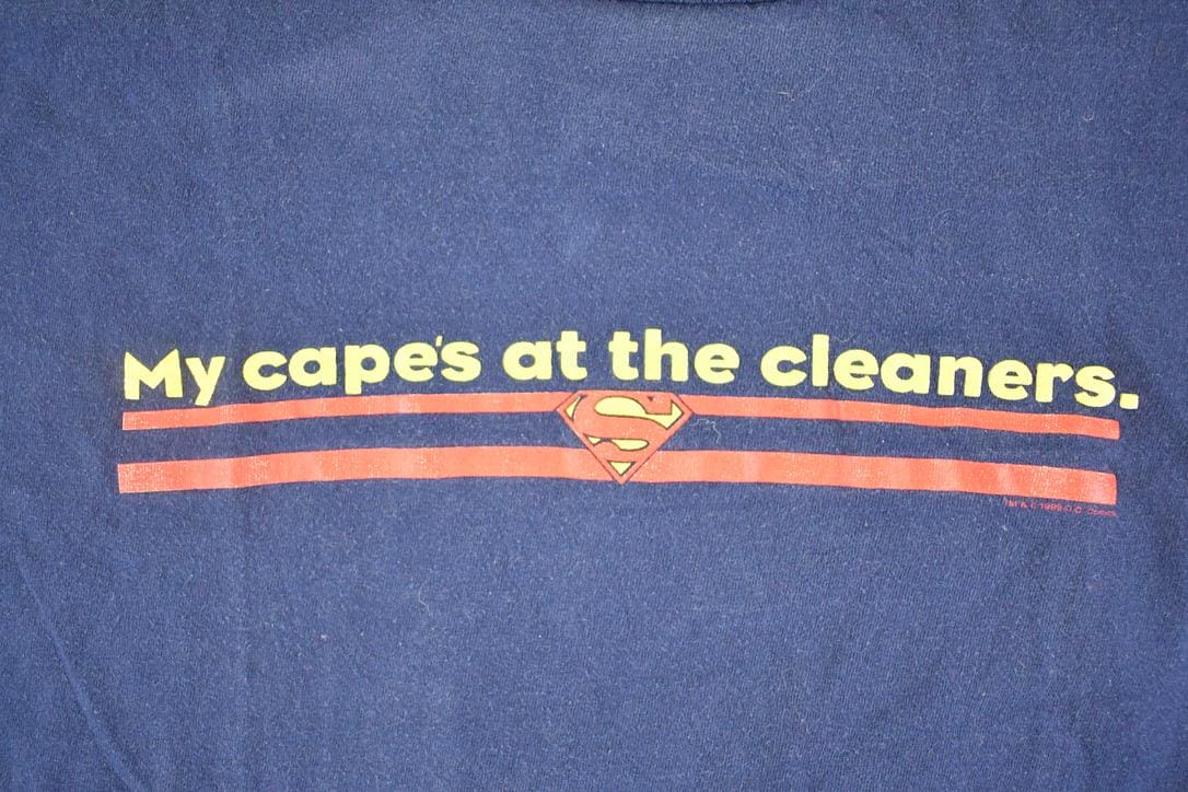 Vintage 1990's Superman Capes At The Cleaners Souvenir T-Shirt Men's L from propervintagecanada