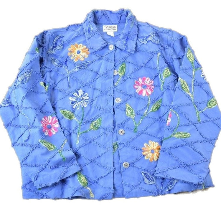 Vintage 1990's Tantrum Collection Floral Embroidered Button Up Western Shirt Made In USA Men's Large from propervintagecanada