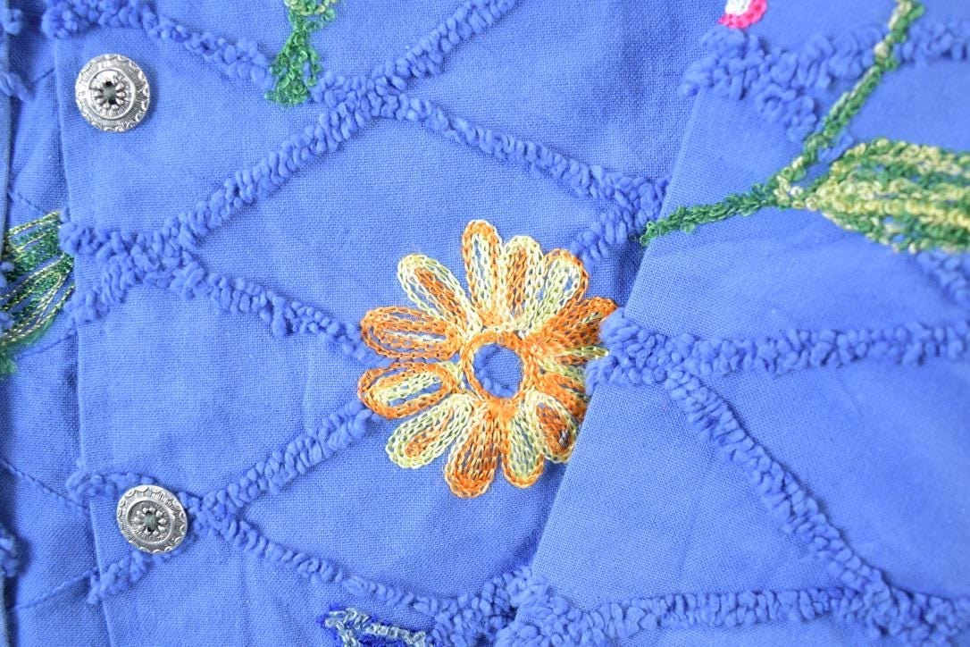 Vintage 1990's Tantrum Collection Floral Embroidered Button Up Western Shirt Made In USA Men's Large from propervintagecanada