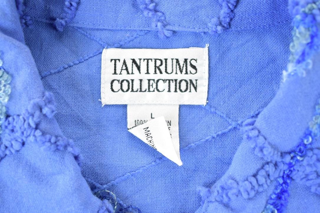 Vintage 1990's Tantrum Collection Floral Embroidered Button Up Western Shirt Made In USA Men's Large from propervintagecanada