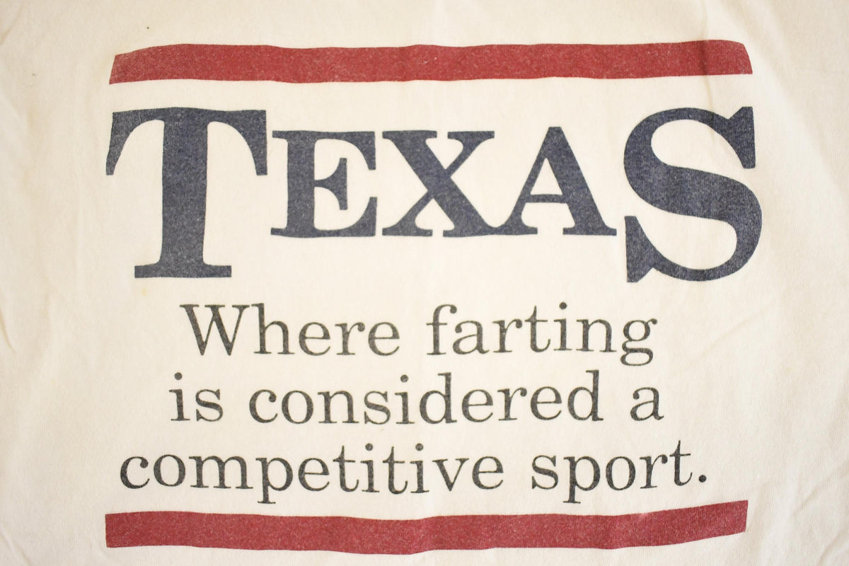 Vintage 1990's Texas Farting Souvenir Funny T-Shirt Mens M from propervintagecanada