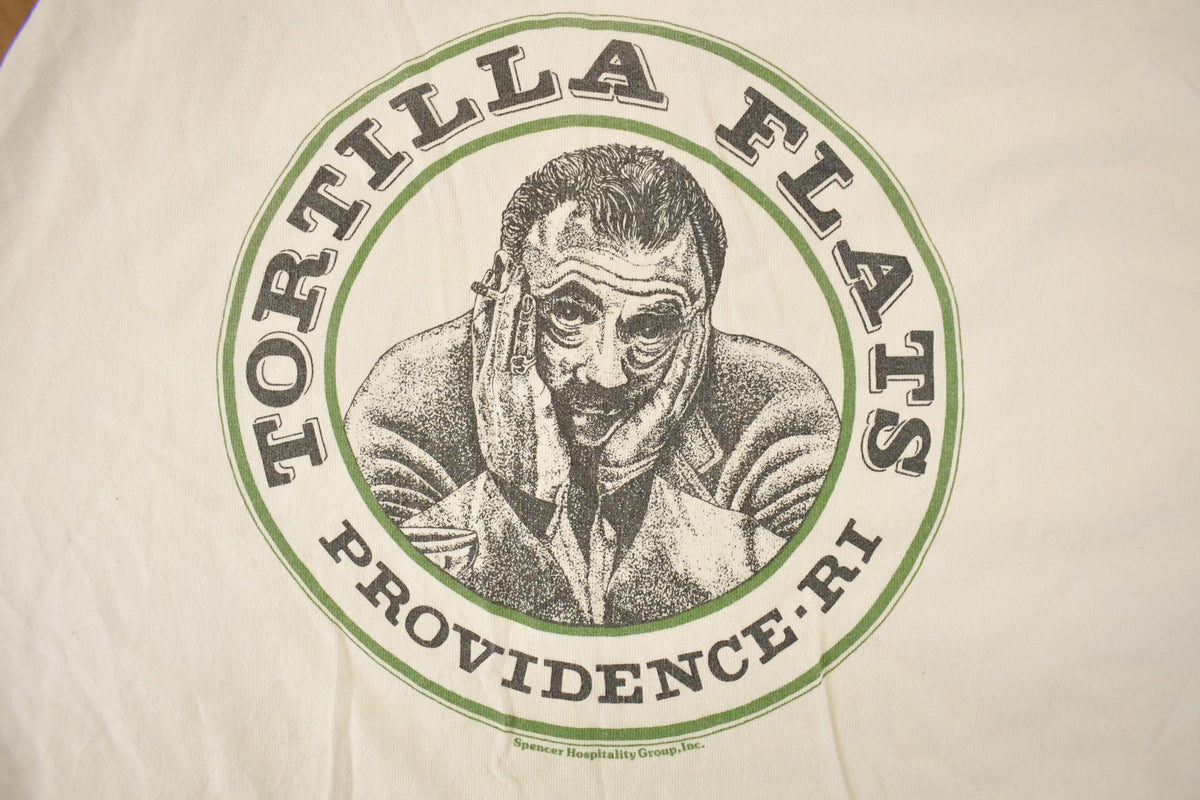 Vintage 1990's Tortilla Flats Rhode Island Promo Graphic Henley Long Sleeve T-Shirt Men's Large from propervintagecanada