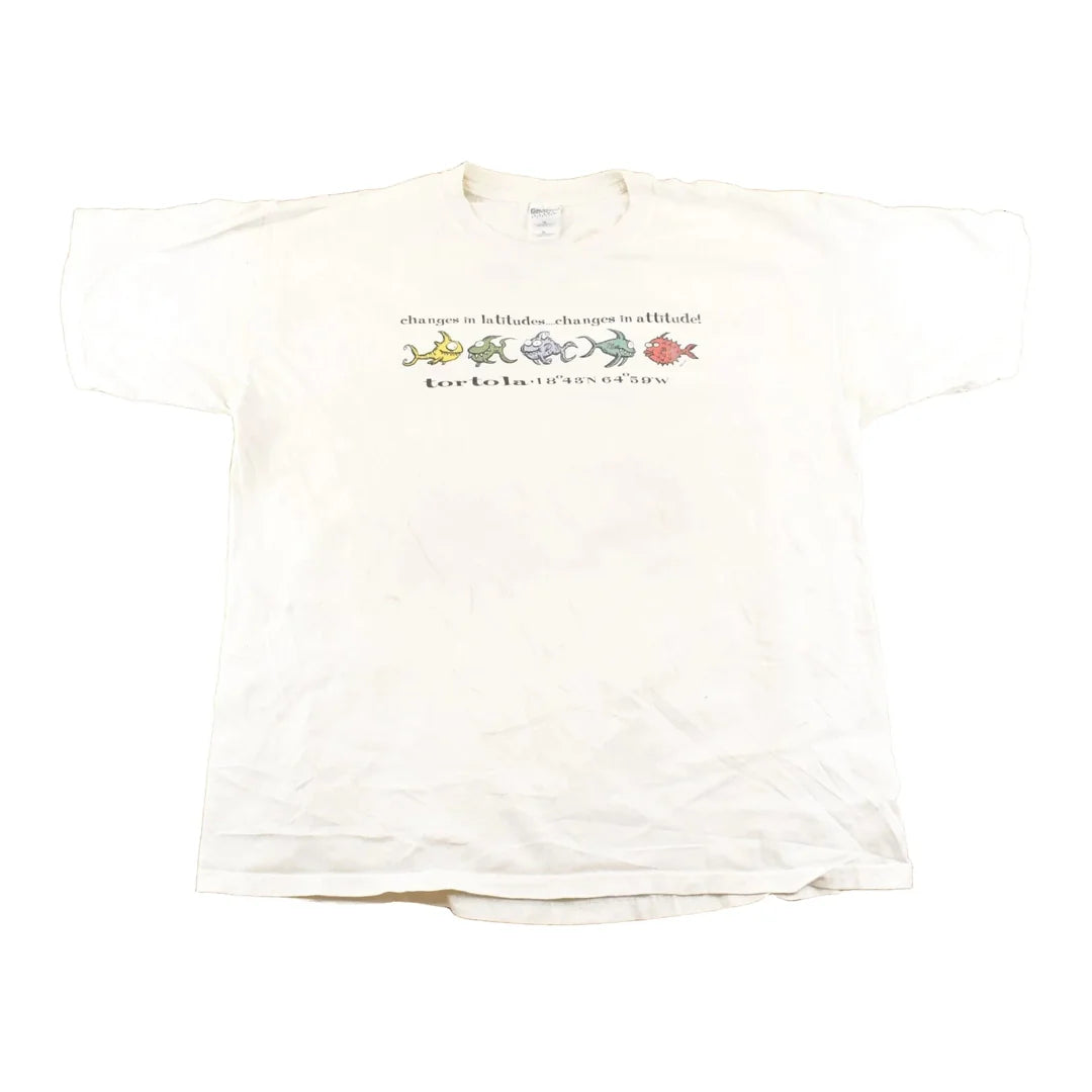 Vintage 1990's Tortola Crazy Fish Souvenir Travel T-Shirt Men's XL from propervintagecanada