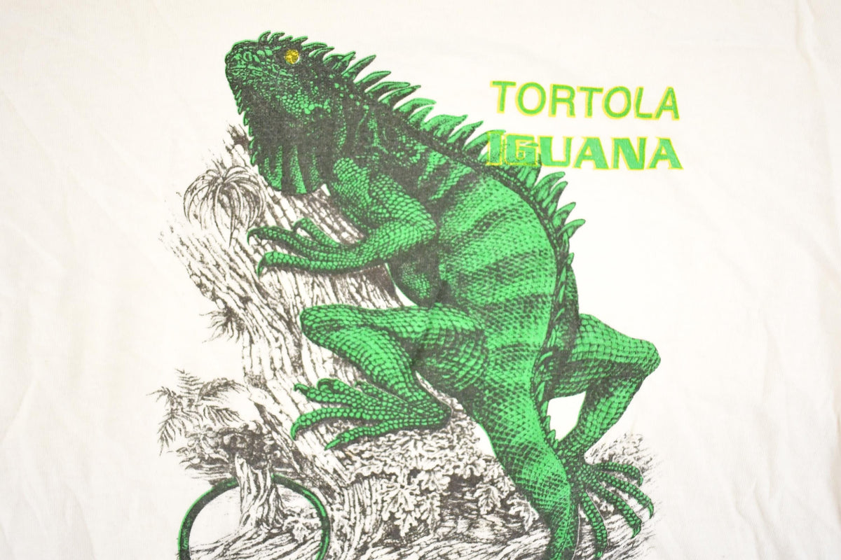 Vintage 1990's Tortola Iguana Souvenir Travel T-Shirt Men's L from propervintagecanada