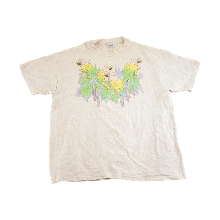 Vintage 1990's Tropical Parrots Souvenir Travel T-Shirt Mens L from propervintagecanada