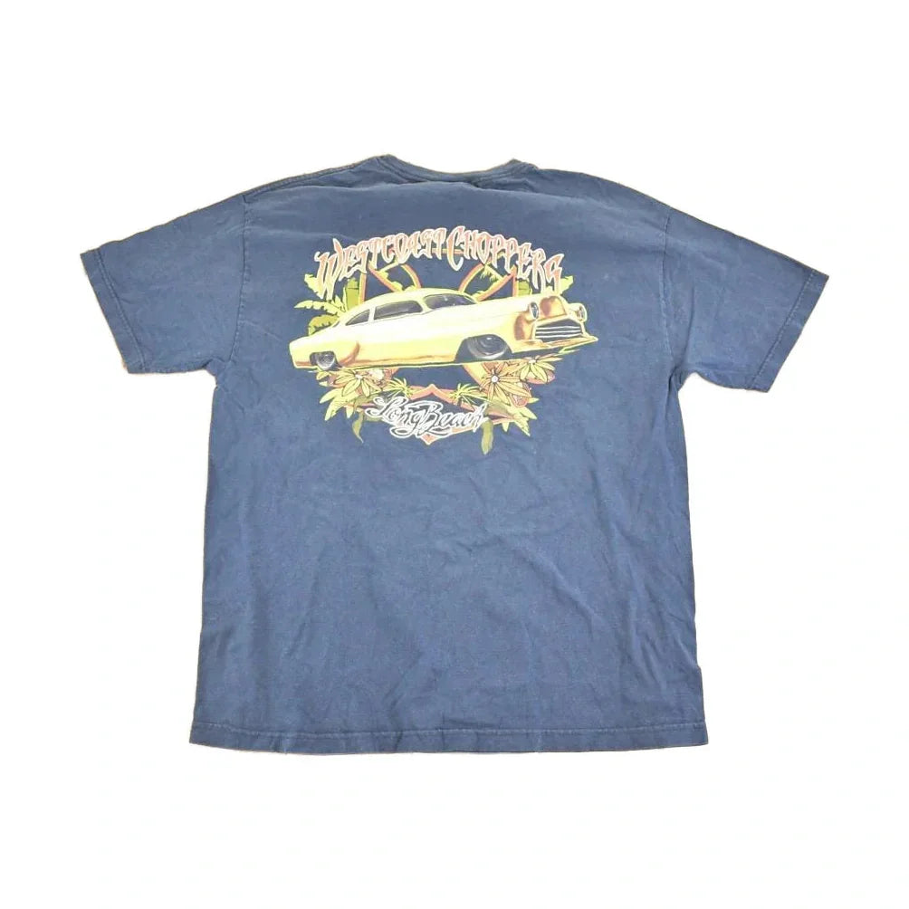 Vintage 1990's West Coast Choppers Long Beach Souvenir Motorcycle T-Shirt Men's L from propervintagecanada