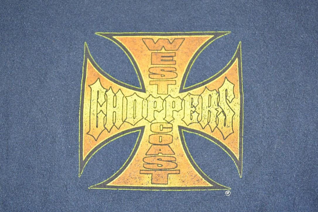 Vintage 1990's West Coast Choppers Long Beach Souvenir Motorcycle T-Shirt Men's L from propervintagecanada