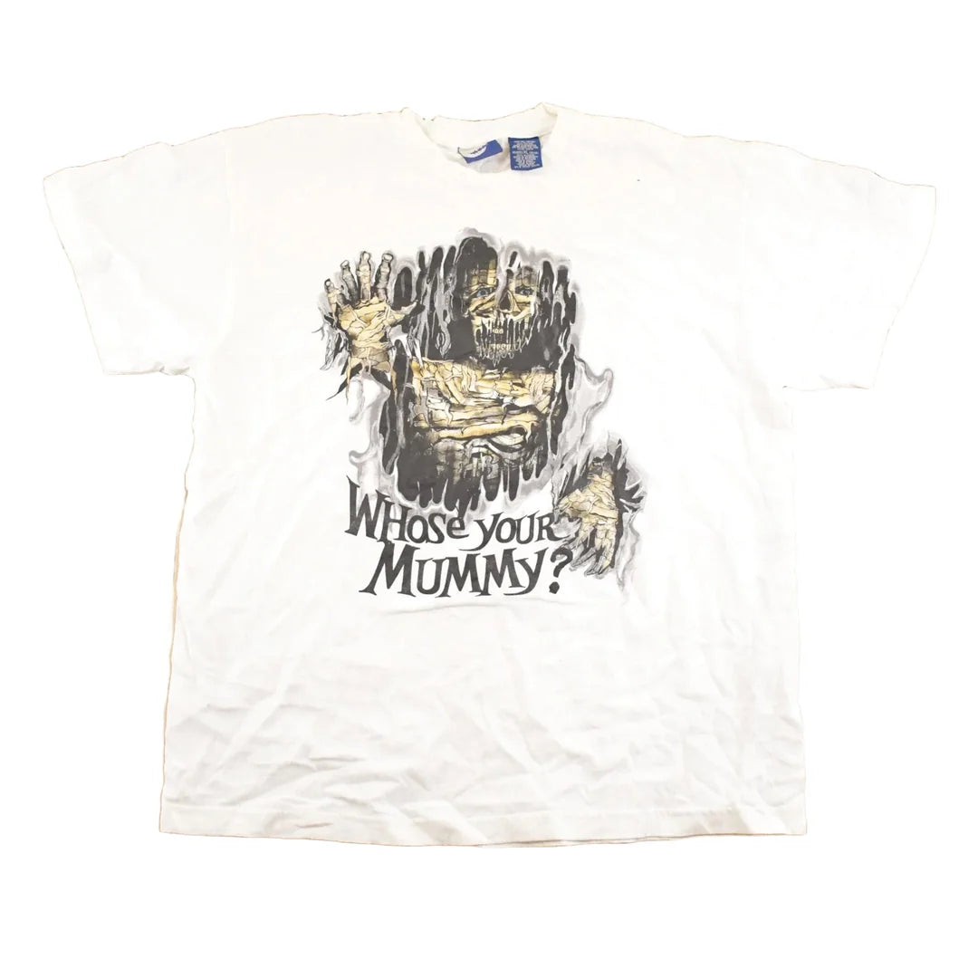 Vintage 1990's Who's Your Mummy Souvenir Scary T-Shirt Mens XL from propervintagecanada