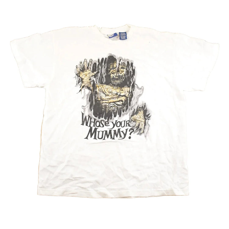 Vintage 1990's Who's Your Mummy Souvenir Scary T-Shirt Mens XL from propervintagecanada