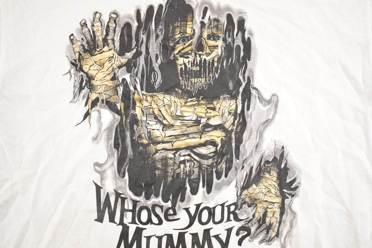 Vintage 1990's Who's Your Mummy Souvenir Scary T-Shirt Mens XL from propervintagecanada