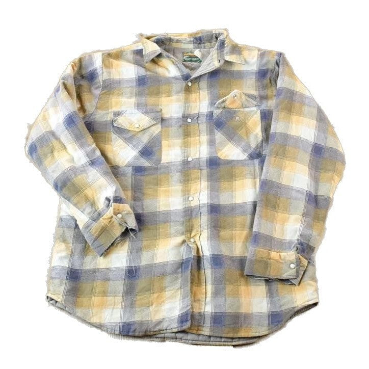 Vintage 1990's Woodsman Plaid Button Up Lined Western Shirt Made In USA Men's XL from propervintagecanada