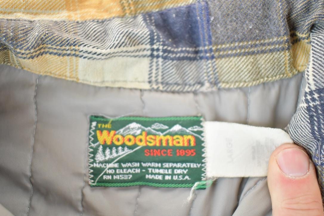Vintage 1990's Woodsman Plaid Button Up Lined Western Shirt Made In USA Men's XL from propervintagecanada